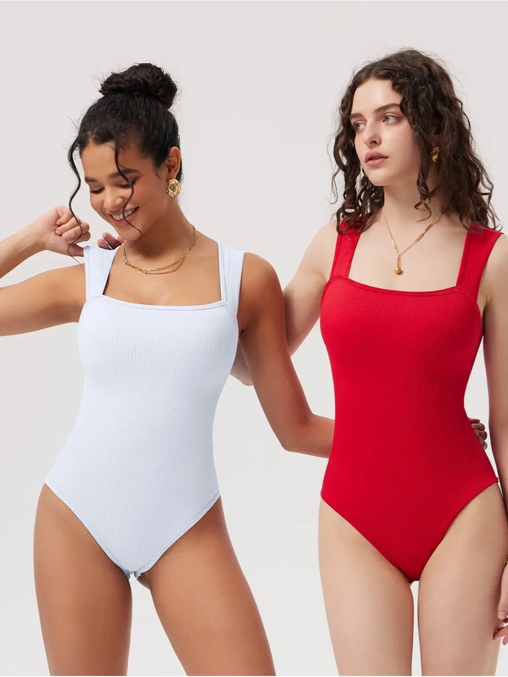 Ribbed Red One-Piece Bodysuit
